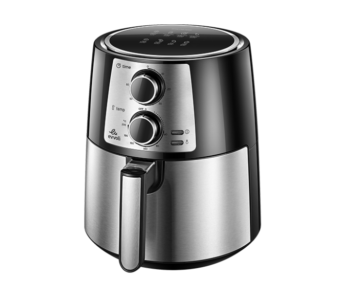 Evvoli EVKA-AF3501B 3.5Liter 1400 Watts Adjustable Temperature Control Air Fryer - Black and Grey - Zoom Image