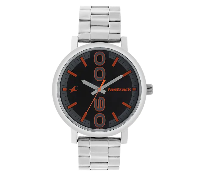 Fastrack 38052SM06 Bold Black Dial Silver Stainless Steel Strap Watch for Men - Silver - Zoom Image 1