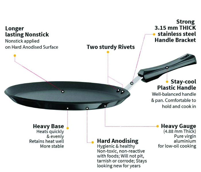 Hawkins Futura HW8003200 30cm Non Stick Flat Tava - Black - Zoom Image 2