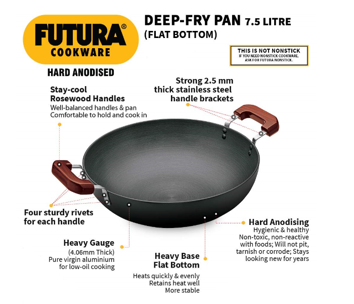 Hawkins Futura 7.5 Litre HW8001200 Hard Anodised Deep Fry Pan - Black - Zoom Image 4