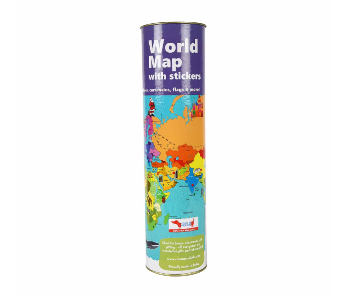 CocoMoco Kids World Map with Reusable Stickers Activity Kit - Zoom Image 1