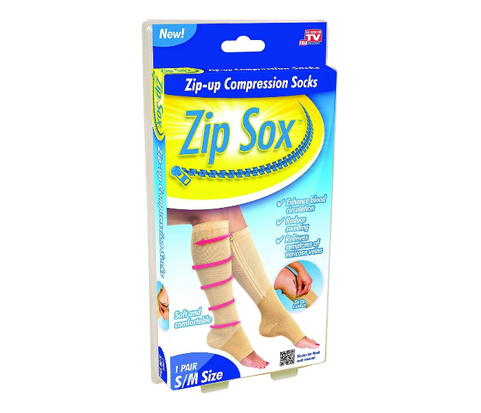 Zip Sox Large Zip Up Compression Socks - Beige  - Zoom Image 3