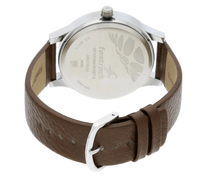 Fastrack NL38051SL01 Fundamentals White Dial Leather Strap Watch for Men- Brown - Zoom Image 3