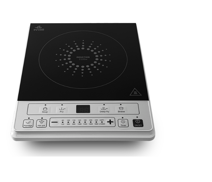 Evvoli EVKA-IH106S 2100 Watts Induction Hob Soft Touch Control With 8 Stage Power Setting And 6 Cooking Programs - Black and Silver - Zoom Image