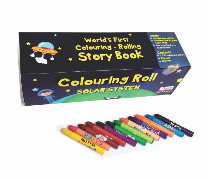 CocoMoco Kids Solar System Colouring Roll Story Book with Crayons - Zoom Image 2