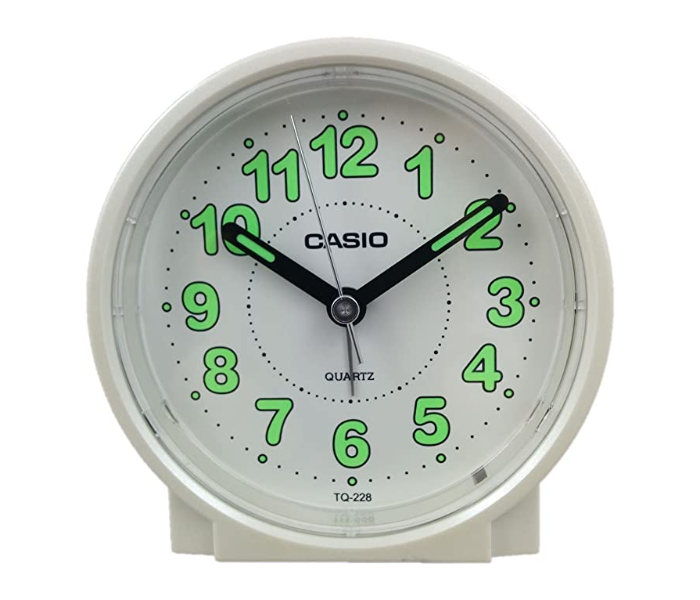 Casio Tq228-7df Round Travel Table Top Alarm Clock - White - Zoom Image