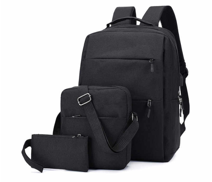 Ozy Set of 3 Backpack 15.6inch USB Charging Laptop Bag - Black - Zoom Image