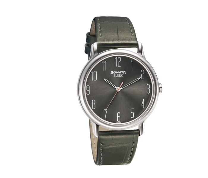 Sonata 7128SL04 Sleek Grey Dial Leather Watch for Men - Zoom Image 1