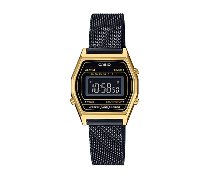 Casio  LA690WEMB-1BDF Vintage Youth Gold Tone Black Mesh Band Digital Watch - Black And Gold - Zoom Image 1