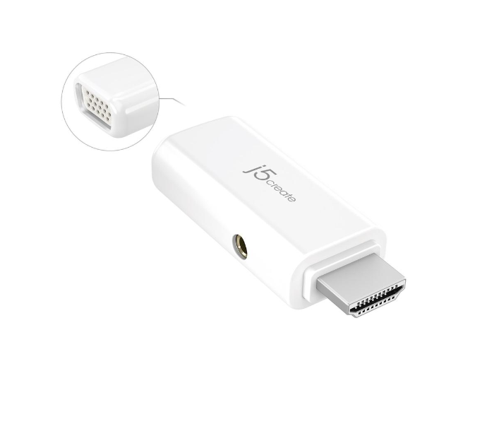 J5 Create JDA203 HDMI TO VGA Video Adapter With Audio - White - Zoom Image 1