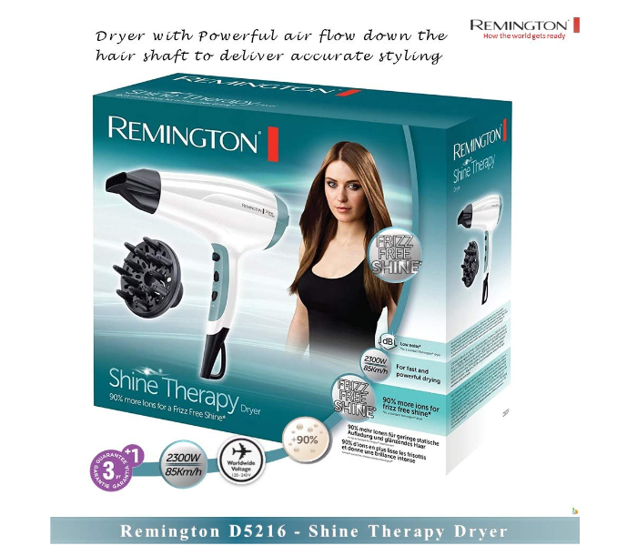 Remington D5216 2300W Shine Therapy Hair Dryer with Power Dry - Black and White - Zoom Image 4