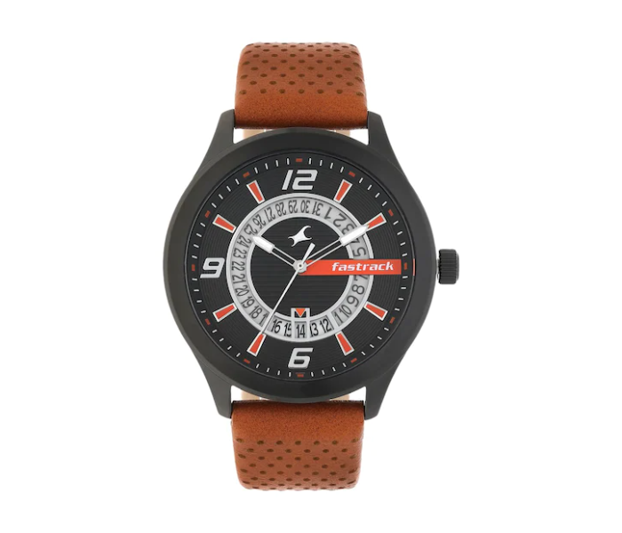 Fastrack 38050NL02 Loopholes Black Dial Leather Strap Watch - Brown - Zoom Image 1