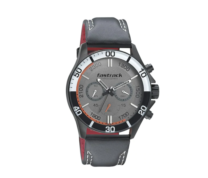 Fastrack 3072NL01 Grey Dial Leather Strap Watch - Black - Zoom Image 1