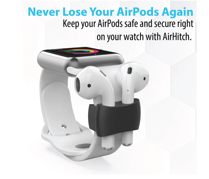 Promate AIRHITCH Anti-Lost Shock Proof Airpods Band Holder Clip - Black - Zoom Image 2