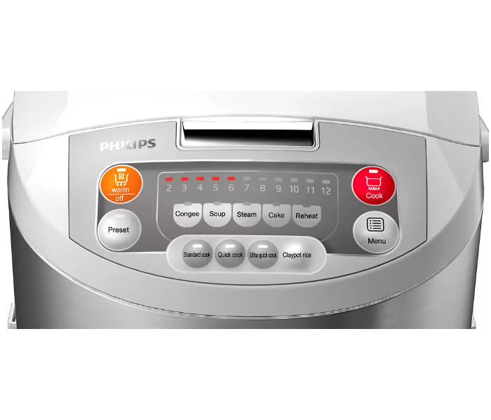 Philips HD3038 980W 1.8 Litre Fuzzy Logic Rice Cooker - Silver - Zoom Image 2