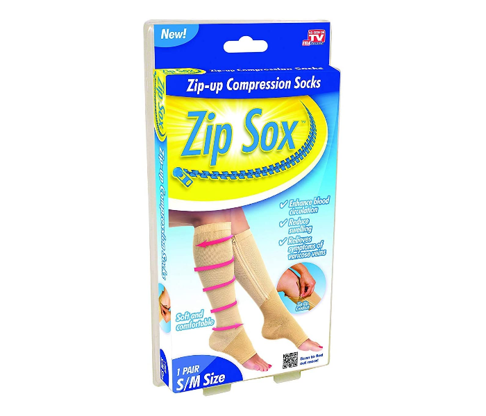 Zip Sox Small Zip Up Compression Socks - Beige - Zoom Image 3