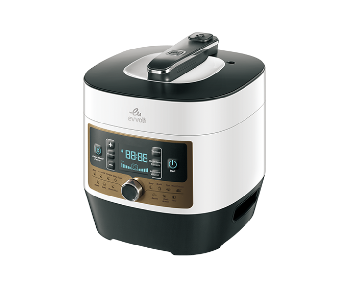 Evvoli EVKA-PC5014B 5 Litter 900W 14 Programs Digital LED Display Pressure Cooker  - Black and White - Zoom Image