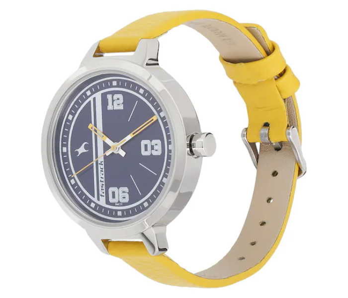 Fastrack 6174SL01 Varsity Blue Dial Leather Strap Watch For Women - Yellow - Zoom Image 2