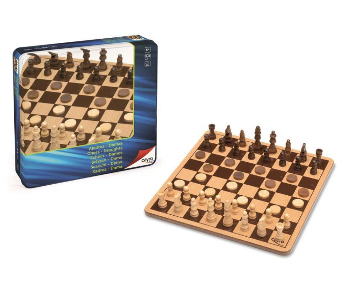 Cayro 751 Chess And Draughts Metal Box Game for Kids - Zoom Image 1