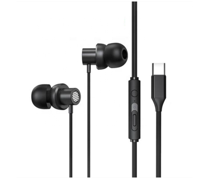 Lenovo TW13 Waterproof Noise Cancelling Double Stereo Bass Sports In Ear Type C Wired Earphone with Microphone - Black - Zoom Image 1