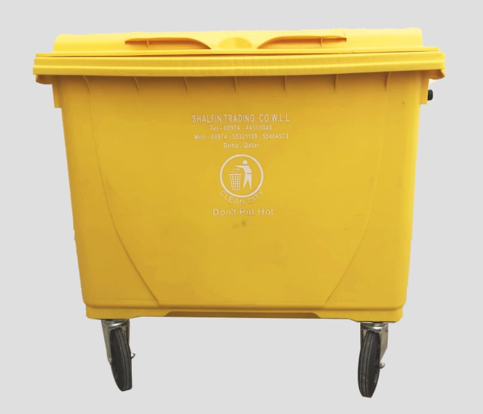 Trash Can 660Litre Garbage Bin Flat Lid For Hospitals - Yellow - Zoom Image