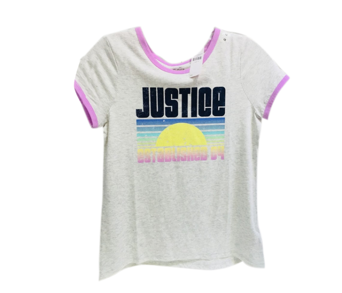 Justice Printed T-Shirt for 9 Year Kids - White - Zoom Image