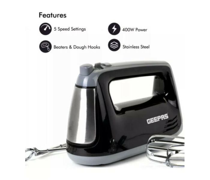 Geepas GHM43020UK 5 Speed Hand Mixer - Black - Zoom Image 2