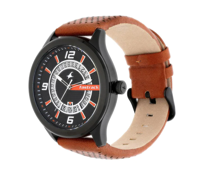 Fastrack 38050NL02 Loopholes Black Dial Leather Strap Watch - Brown - Zoom Image 2