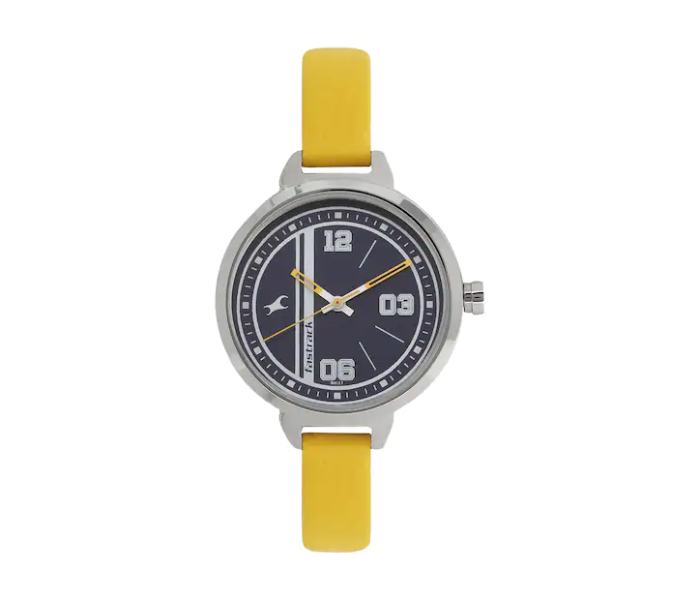 Fastrack 6174SL01 Varsity Blue Dial Leather Strap Watch For Women - Yellow - Zoom Image 1