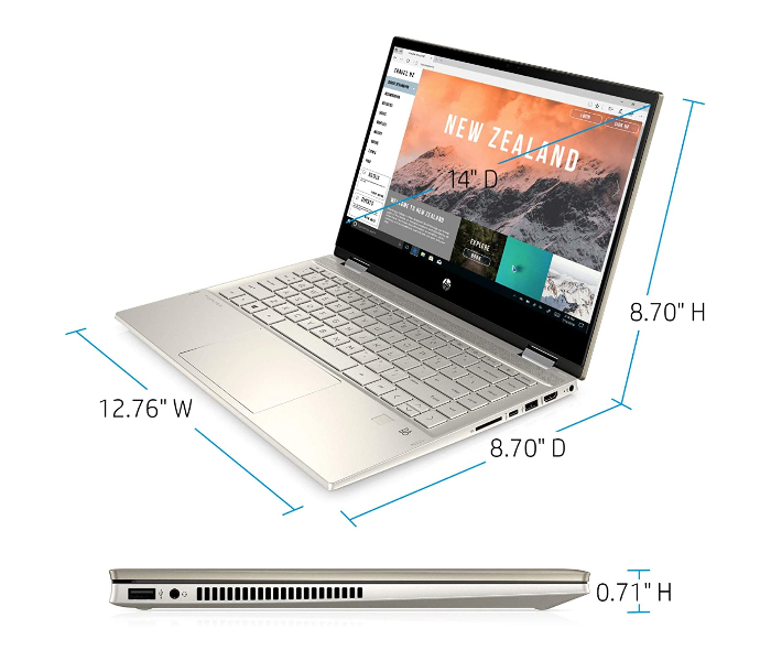 HP Pavilion X360 14inch Core i5-1035G1 8GB RAM 256GB Windows 10 Convertible Touchscreen Laptop - Luminous Gold - Zoom Image 6