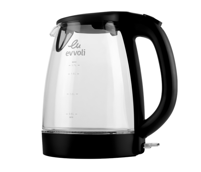 Evvoli EVKA-KE17MB 1.7 Liter Glass Body Kettle - Black - Zoom Image 4