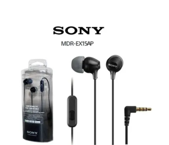 Sony MDR-EX15AP In-Ear Wired Headphones with Mic - Black - Zoom Image 3