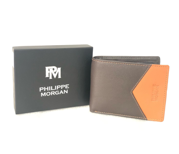 Philippe Morgan PM042 Men Leather Bifold Wallet - Brown & Beige - Zoom Image 1