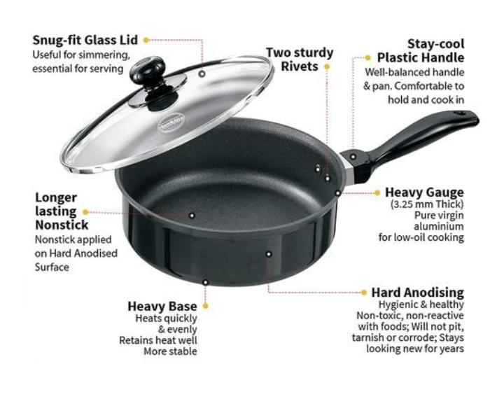 Hawkins Futura Q62 2 Litre Non Stick Curry Pan With Glass Lid - Black - Zoom Image 5