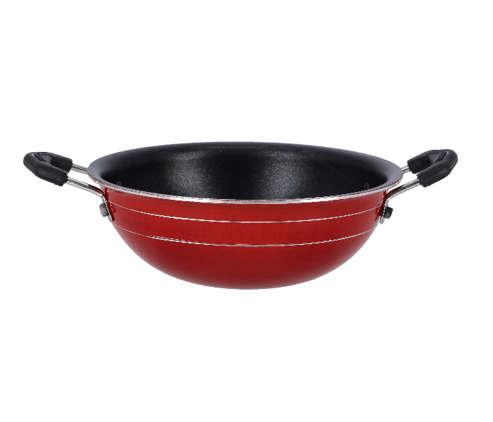 Royalford RF10005 18cm Nonstick Mini Kadai with Stainless Steel Lid - Red - Zoom Image 2