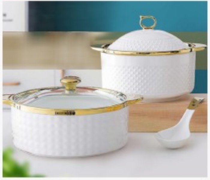 Modern Dinner Pot Set - White and Gold - Zoom Image 1