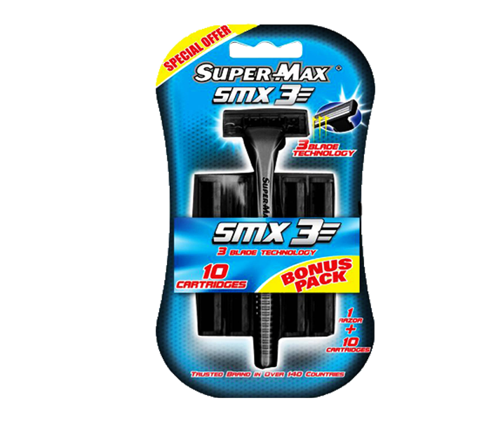 Supermax Three Blade Razor and 10 Cartridge - Zoom Image