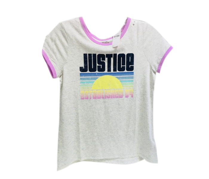 Justice Printed T-Shirt for 10 Year Kids - White - Zoom Image