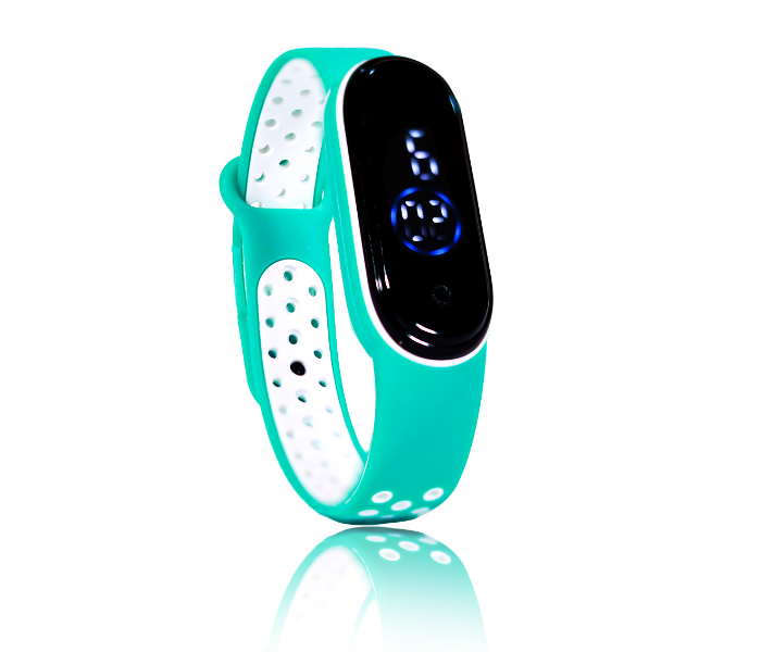 Jongo Perfect OK Dot Strap Band LED Watch - Sky blue & White - Zoom Image 1