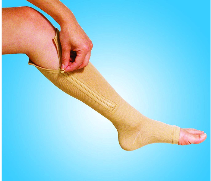 Zip Sox Extra Large Zip Up Compression Socks - Beige - Zoom Image 1