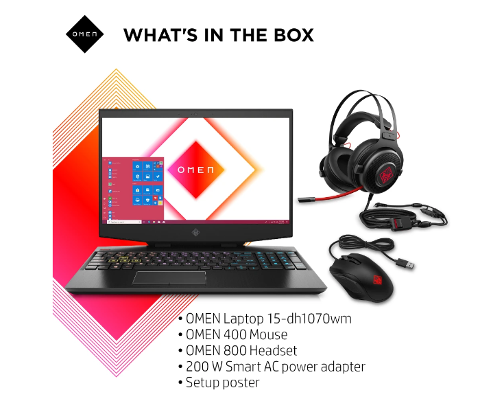 HP Omen 15 Intel Core i7-10750H 8GB RAM 256GB SSD Plus 1TB HDD 6GB NVIDIA GeForce GTX 1660 Ti Mouse and Headset Bundle Gaming Laptop - Black - Zoom Image 3