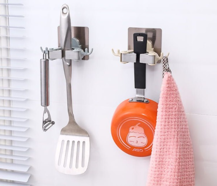 Mop Clip Bathroom Free Punch Mop Clip Kitchen Multi Function Seamless Hook Storage Rack - Zoom Image 5