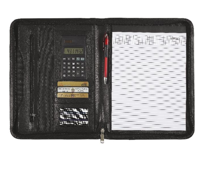 Generic 91G-3 Black Leatherette Crafted Conference Folder - Black - Zoom Image 2