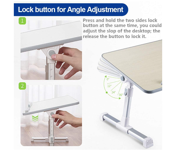 Large Adjustable Laptop Table with  Foldable  and Angle Adjustable Tray - Zoom Image 4