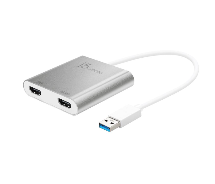 J5 Create JUA365 USB 3.0 to Dual HDMI Multi-Monitor Adapter - White - Zoom Image 1