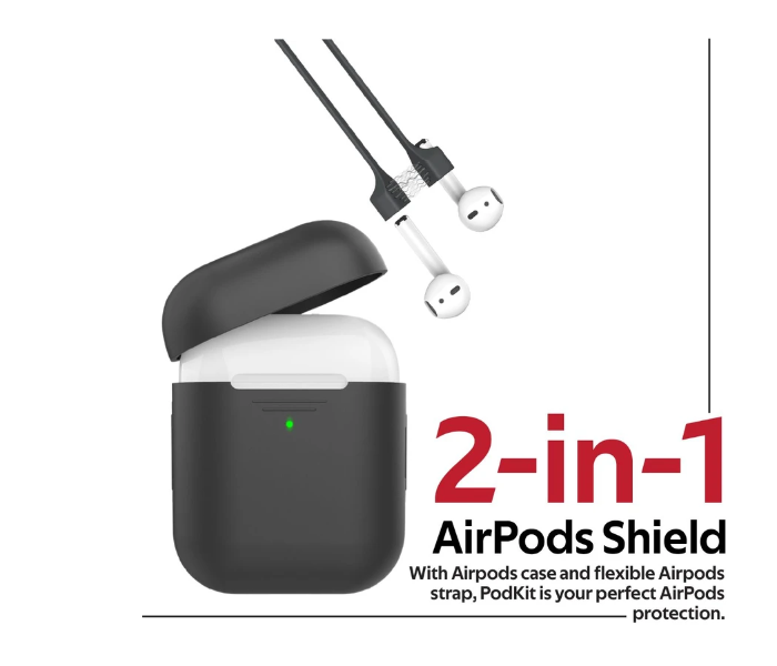 Promate PODKIT Lightweight Protective 2 in 1 Kit with Slim Case for Airpods - Black - Zoom Image 2