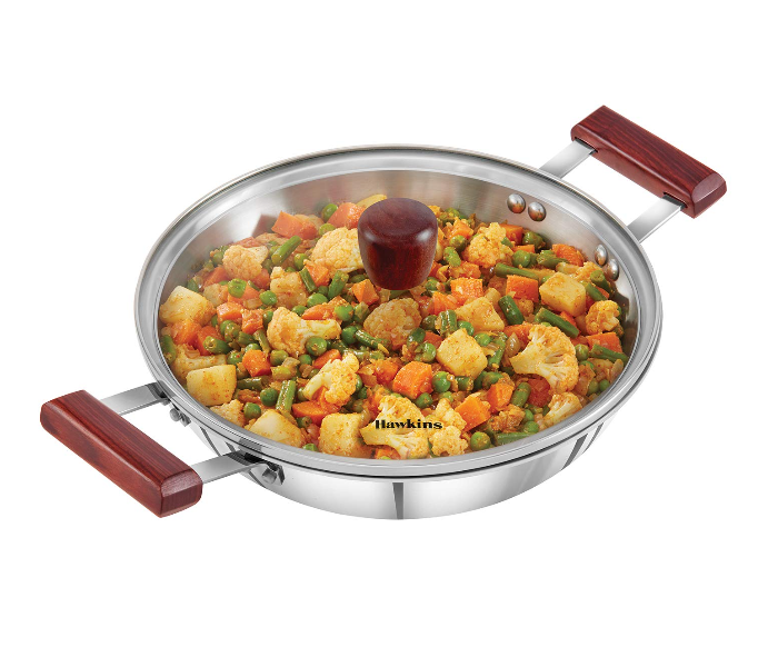 Hawkins Futura HW8005600 2.5 Litre Stainless Steel Tri Ply Deep Fry Pan with Glass Lid - Silver - Zoom Image 2