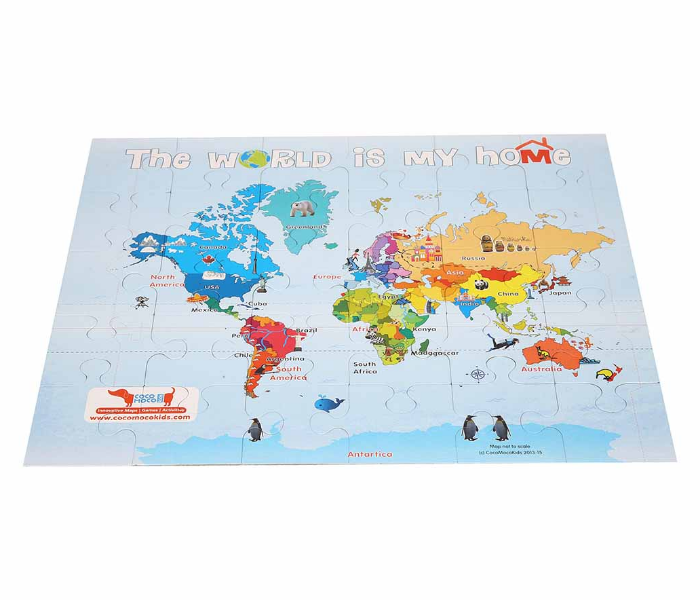 CocoMoco Kids World Map Puzzle 30 pcs 2in1 Colouring Puzzle - Zoom Image 4