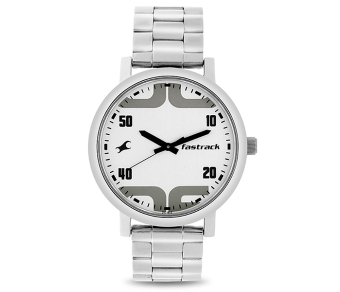 Fastrack NL38052SM04  Fastrack Bold Analog White Dial Watch for Men  - Silver - Zoom Image 1