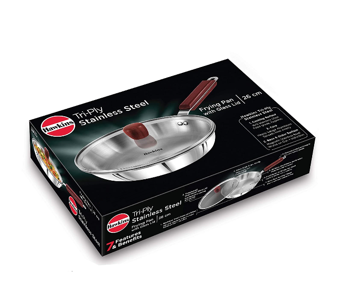 Hawkins Futura HW8006000 26cm Stainless Steel Tri Ply Frying Pan with Glass Lid - Silver - Zoom Image 4